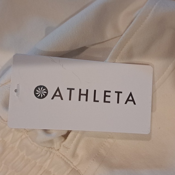 Athleta Cream Color Elastic Waist Wide Legged Cargo Sweat Pants - Picture 7 of 9